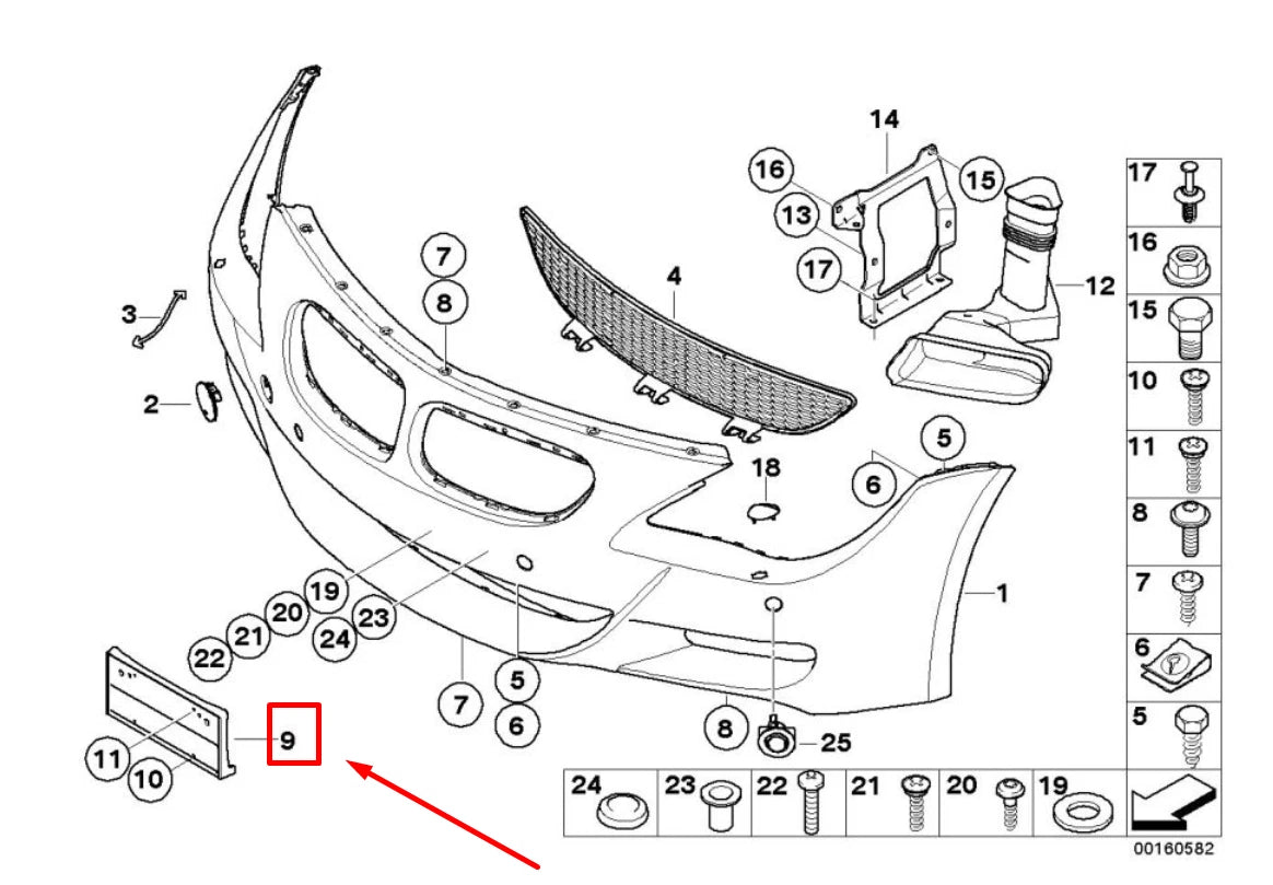 NEW BMW 6 CABRIO E64 LICENCE PLATE BASE 51138043224 8043224 ORIGINAL
