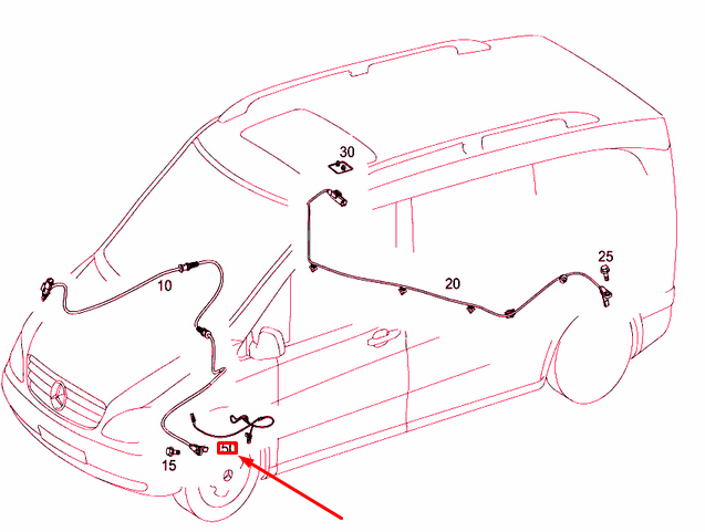 NEW MB VITO W447 FRONT BRAKE WEAR INDICATOR WIRING HARNESS A4475400537 ORIGINAL