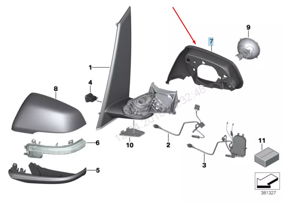 NEW BMW 2 F45 FRONT LEFT WING MIROR FRAME 51167391897 7391897 2015 ORIGINAL