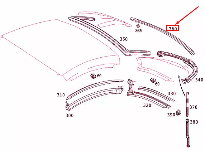 NEW MERCEDES-BENZ SL R230 REAR WINDOW BOTTOM SEAL A2307903198 2006 ORIGINAL