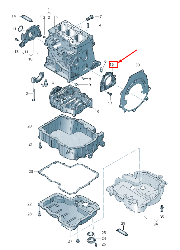 new skoda rapid nh rear crankshaft sealing flange 04b103170c original