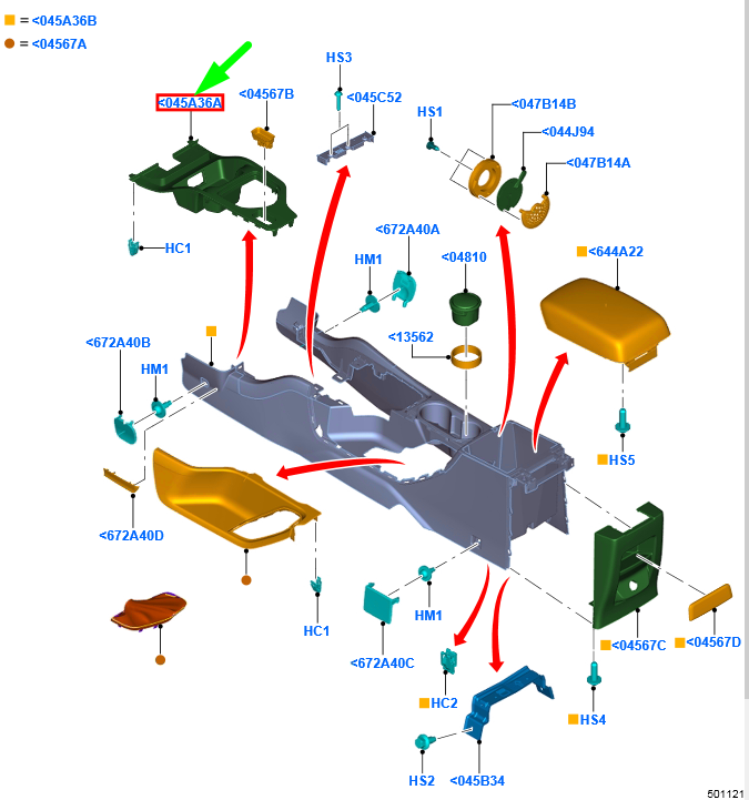 new ford ranger t6 mk1 center console trim panel assy 2259928 original