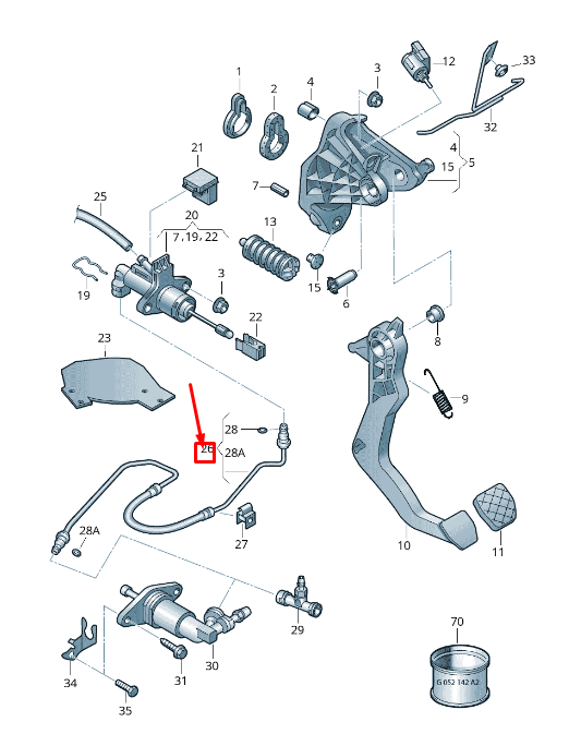 new skoda rapid nh clutch slave cylinder pipe rhd 6r2721465s original