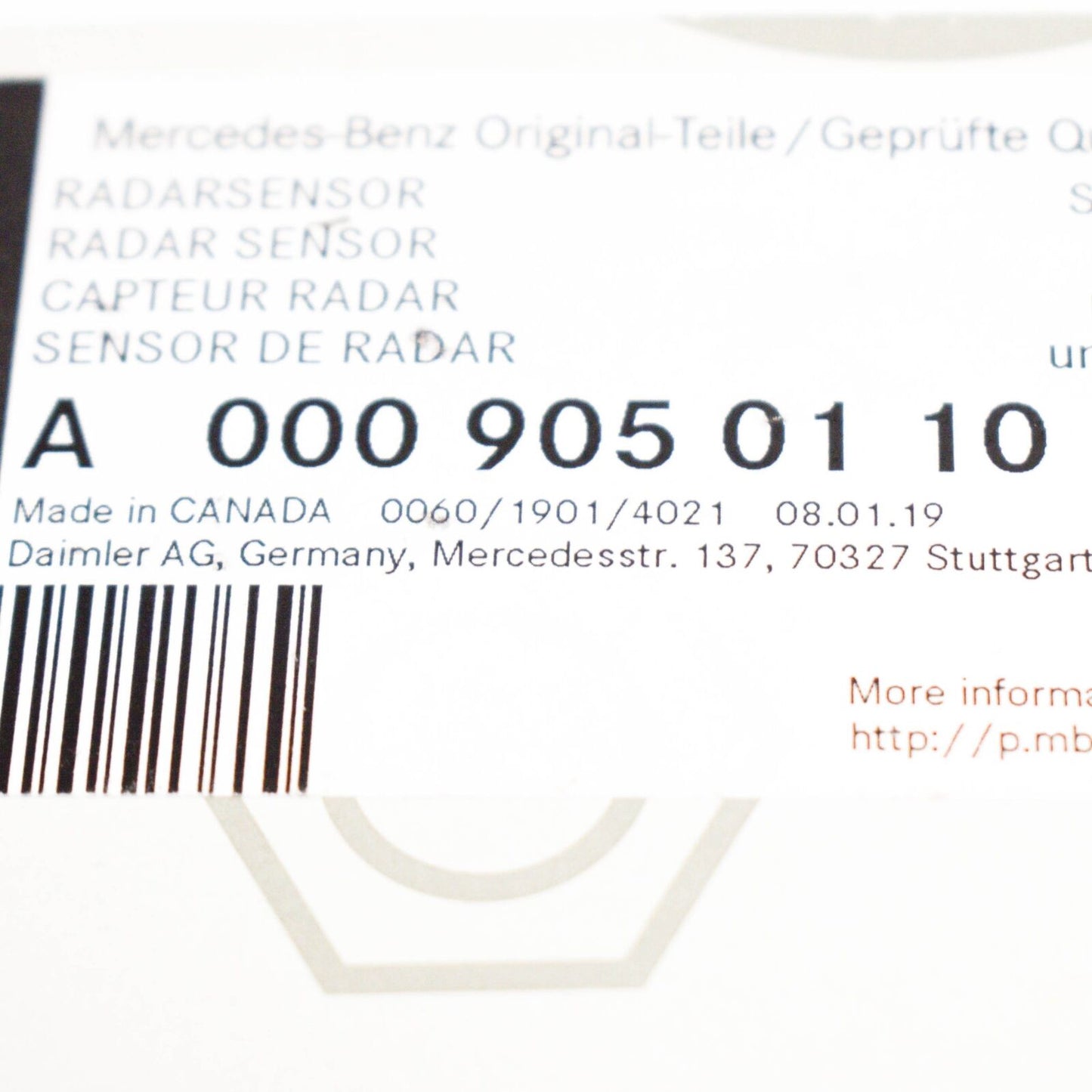 NEW MERCEDES BENZ E W212 BLIND SPOT RADAR A0009050110 ORIGINAL