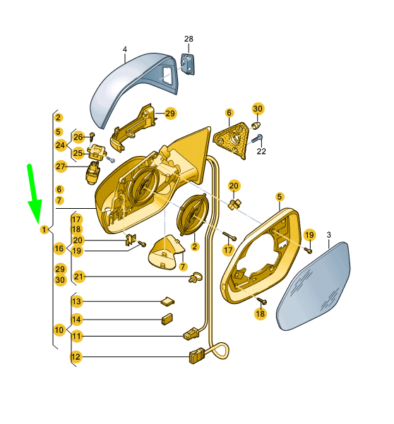 new audi q8 front right side wing mirror rhd 4m8857410an9b9 original