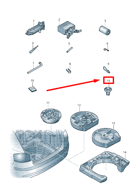 NEW VW GOLF V 1K1 SPARE TIRE HOLD DOWN 1K0803899C ORIGINAL