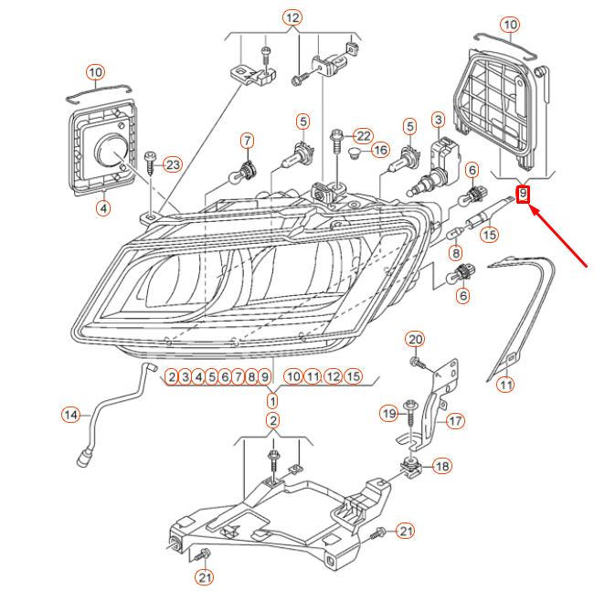 NEW AUDI Q5 8R FRONT LEFT HEADLIGHT COVER CAP 8R0941159B ORIGINAL