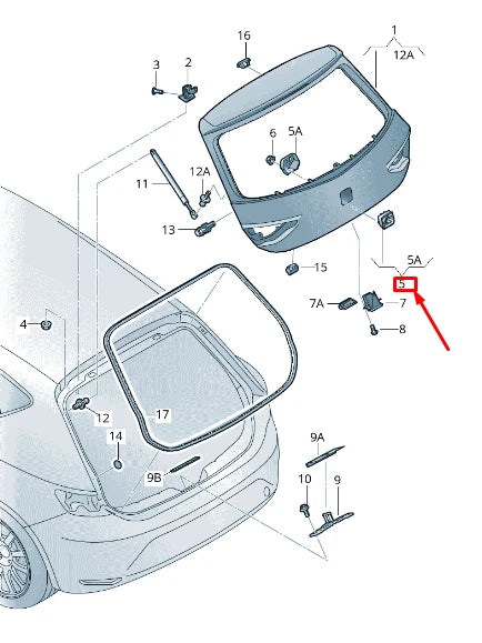 NEW SEAT LEON 5F TAILGATE HANDLE 5F0827565DRYP ORIGINAL