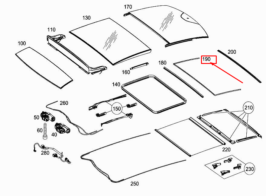 new mercedes-benz b w246 rear glass roof sealing a2047830296 original