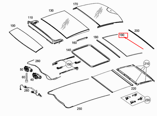 new mercedes-benz b w246 rear glass roof sealing a2047830296 original