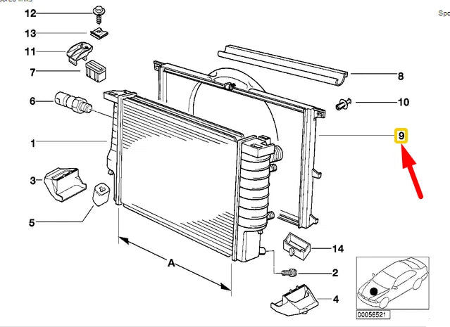 NEW BMW 5 E39 RADIATOR FAN SHROUD 17101440252 1440252 ORIGINAL
