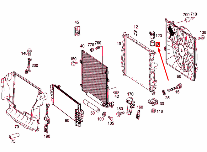 new mercedes-benz r w251 radiator top rubber bushing a2515040012 original