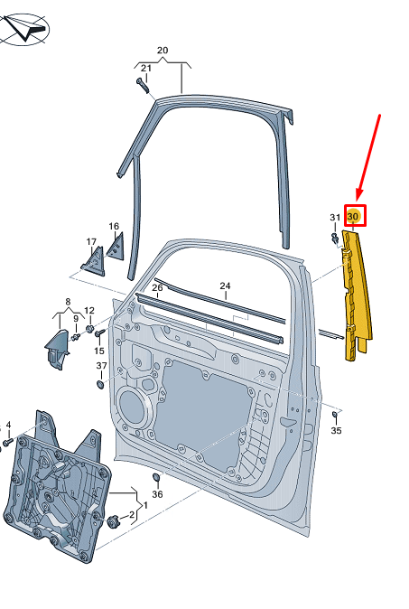 new vw id.3 e11 front right door window frame trim 10a837902b041 original