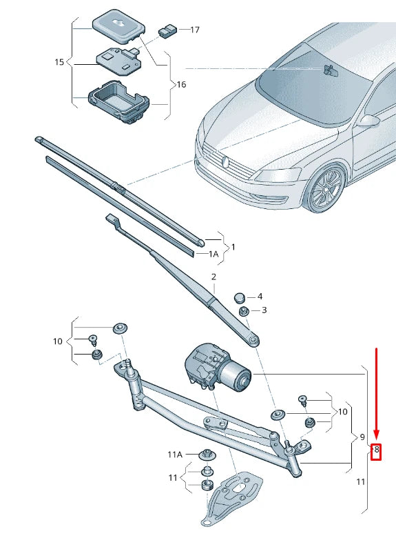 NEW VOLKSWAGEN PASSAT B8 FRONT WINDSHIELD WIPER MECHANISM LHD 561955023C
