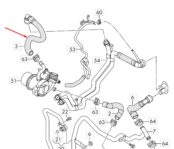 NEW VOLKSWAGEN SHARAN 7N COOLANT HOSE 7N0122157CT ORIGINAL