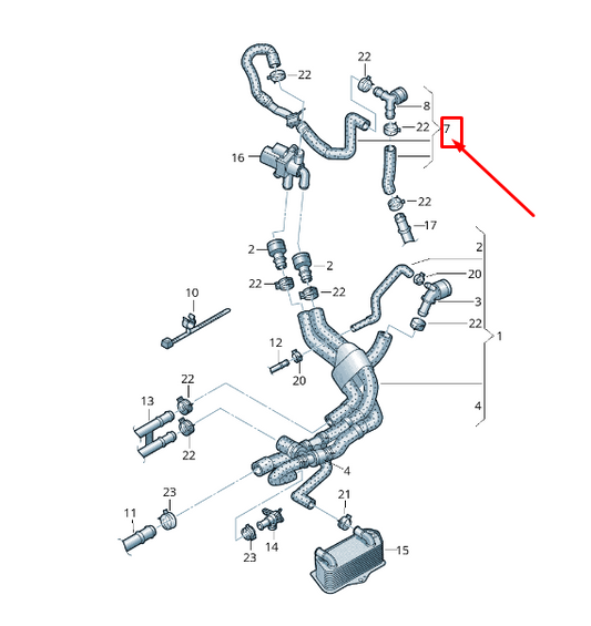 new vw sharan 7n coolant hose with quick release coupling 7n0122073n original