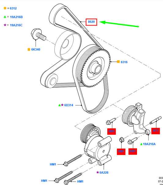 new ford c-max mk1 driving v-belt 1731697 am55-6c301-aa original