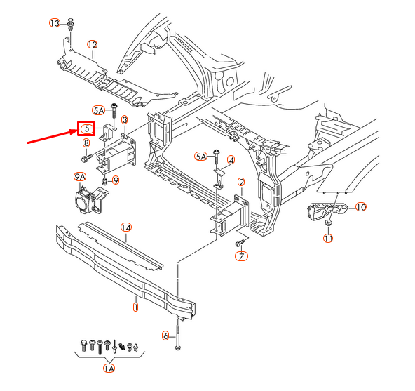 NEW AUDI Q5 8R FRONT RIGHT IMPACT BEAM SUPPORT 8R0807334 ORIGINAL