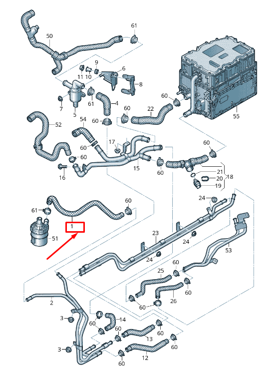 new audi q7 4m engine coolant hose 4m0121545d original