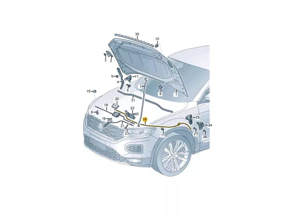 NEW VOLKSWAGEN T-ROC A11 FRONT BONNET HOOD LID LOCK CABLE 2GA823535