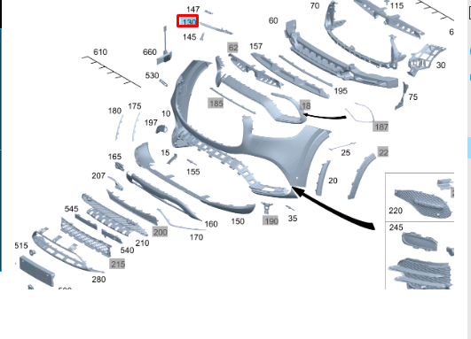 NEW MB GLE W167 FRONT RIGHT UPPER BUMPER COVER BRACKET A1678854802 ORIGINAL