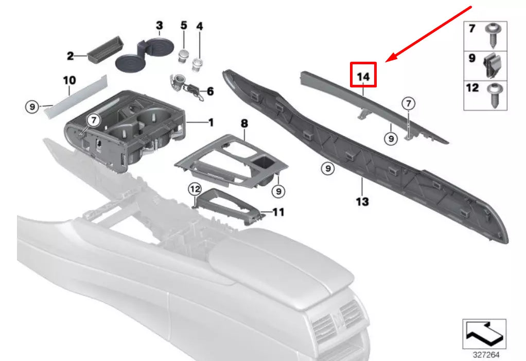 NEW BMW X5 F15,F85 LEFT CENTER CONSOLE ALUMINUM COVER 51168058571 8058571