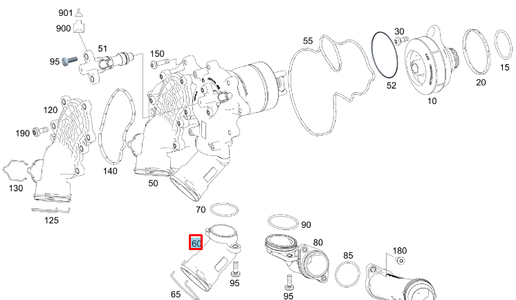 NEW MERCEDES-BENZ A W177 COOLANT OUTLET CONNECTION A1772003700 ORIGINAL