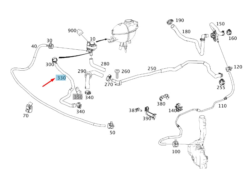 NEW MERCEDES-BENZ E W212 RECIRCULATING PUMP TO ENGINE HOSE A2128301896 ORIGINAL