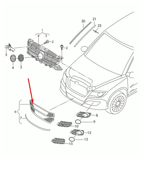 NEW VW TIGUAN 5N FRONT BUMPER LOWER CENTER GRILLE 5N0853677H9B9 GENUINE