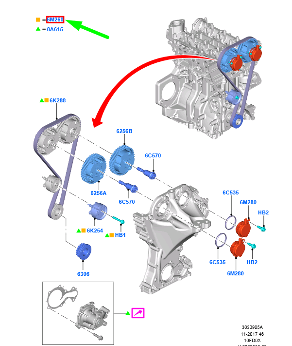 new ford fiesta mk6 timing belt kit cm5g-6m260-aa 2121996 original