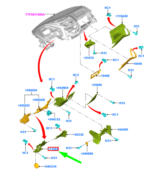 new ford transit custom mk1 dash panel right cup holder lhd 1856716 original