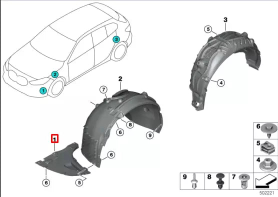 NEW BMW 1 F40 FRONT LEFT WHEEL LINER EXTENSION 51718497237 ORIGINAL