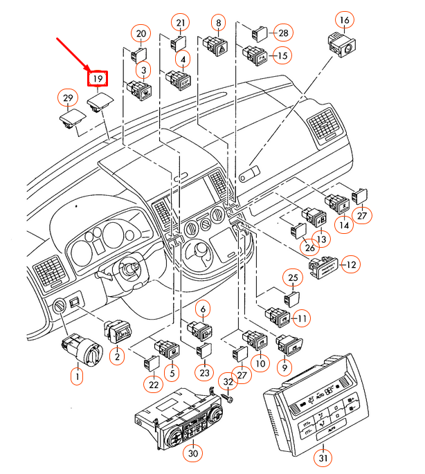 new volkswagen transporter t5 sun sensor 7h5907539a original