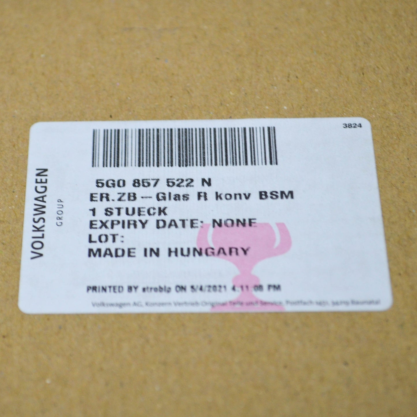 NEW VOLKSWAGEN GOLF MK7 5G FRONT RIGHT DOOR MIRROR GLASS LHD 5G0857522N ORIGINAL