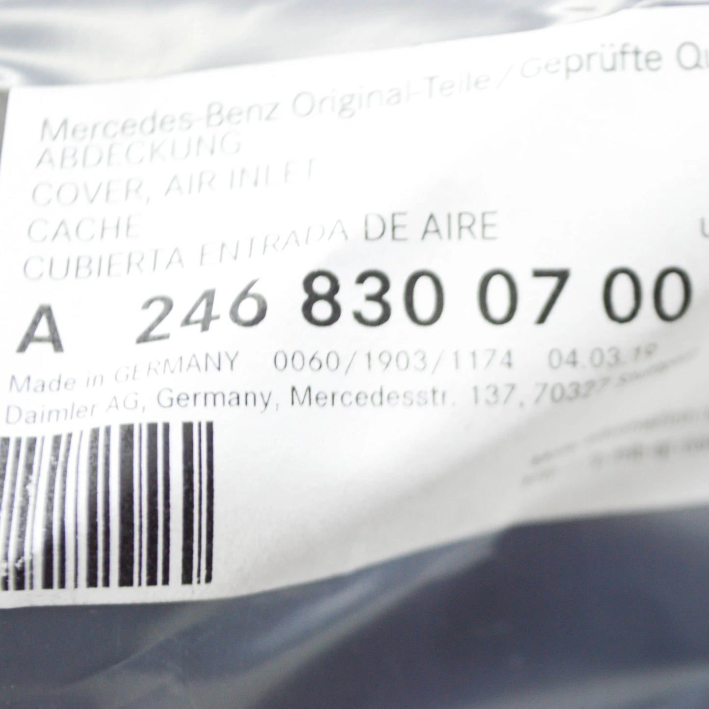 NEW MB B W246 W242 FRONT WIPER COWL LEFT TRIM PART LHD A2468300700 ORIGINAL