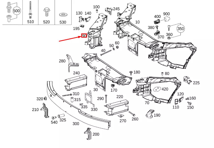 NEW MERCEDES-BENZ S W222 FRONT RIGHT LAMP FRAME A2226200002 ORIGINAL