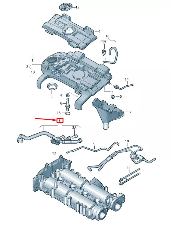 NEW AUDI A1 8X BREATHER VENT HOSE 03C103474AD ORIGINAL