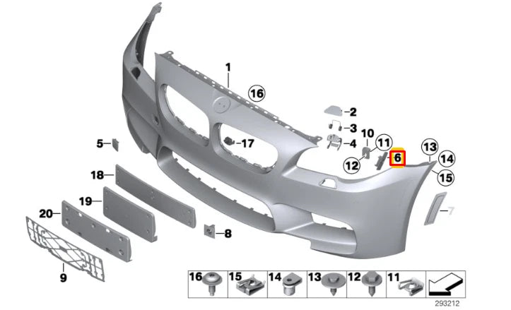 NEW BMW 5 F10 M FRONT BUMPER COVER RIGHT BRACKET 51118049080 ORIGINAL