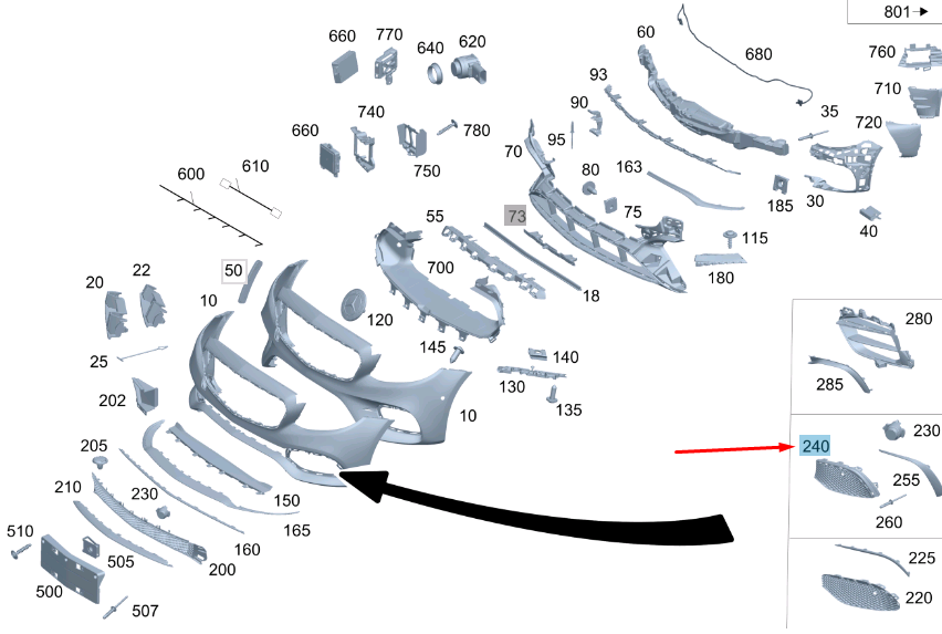 NEW MB E W213 AMG FRONT LEFT BUMPER LOWER GRILLE COVER A2138858101 ORIGINAL