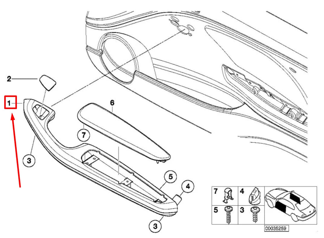 NEW BMW 3 E46 FRONT LEFT DOOR ARMREST 8259925 51418259925 ORIGINAL