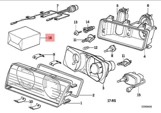 NEW BMW 3 SERIES E36 REPAIR KIT HEADLIGHT 8360044 63128360044 ORIGINAL