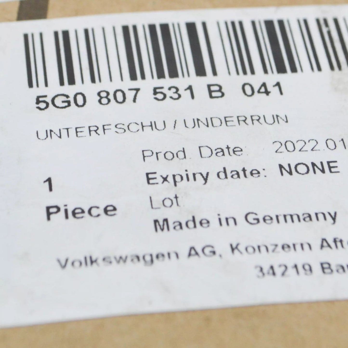 NEW VOLKSWAGEN GOLF MK7 REAR BUMPER UNDERRUN BAR 5G0807531B041 ORIGINAL