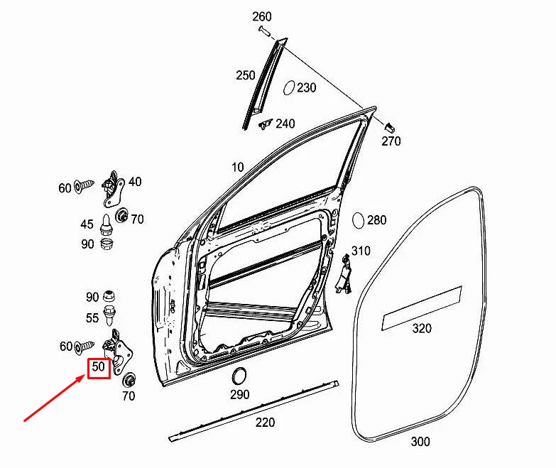NEW MERCEDES-BENZ GLE W166 FRONT RIGHT LOWER DOOR HINGE A1667200437 ORIGINAL