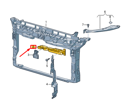 NEW VW GOLF CD MK8 FRONT CENTER RADIATOR BRACKET GUIDE 5H0805706 ORIGINAL