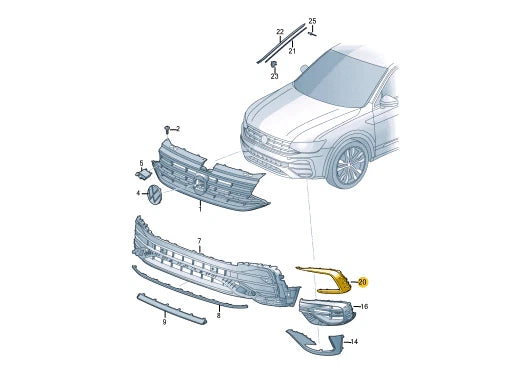 NEW VW TIGUAN AD FRONT BUMPER LEFT VENT GRILLE TRIM 5NA854661HDPJ