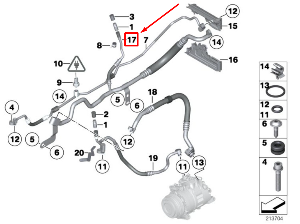 new bmw 5 f07 a/c refrigerant suction hose 64539201925 9201925 original