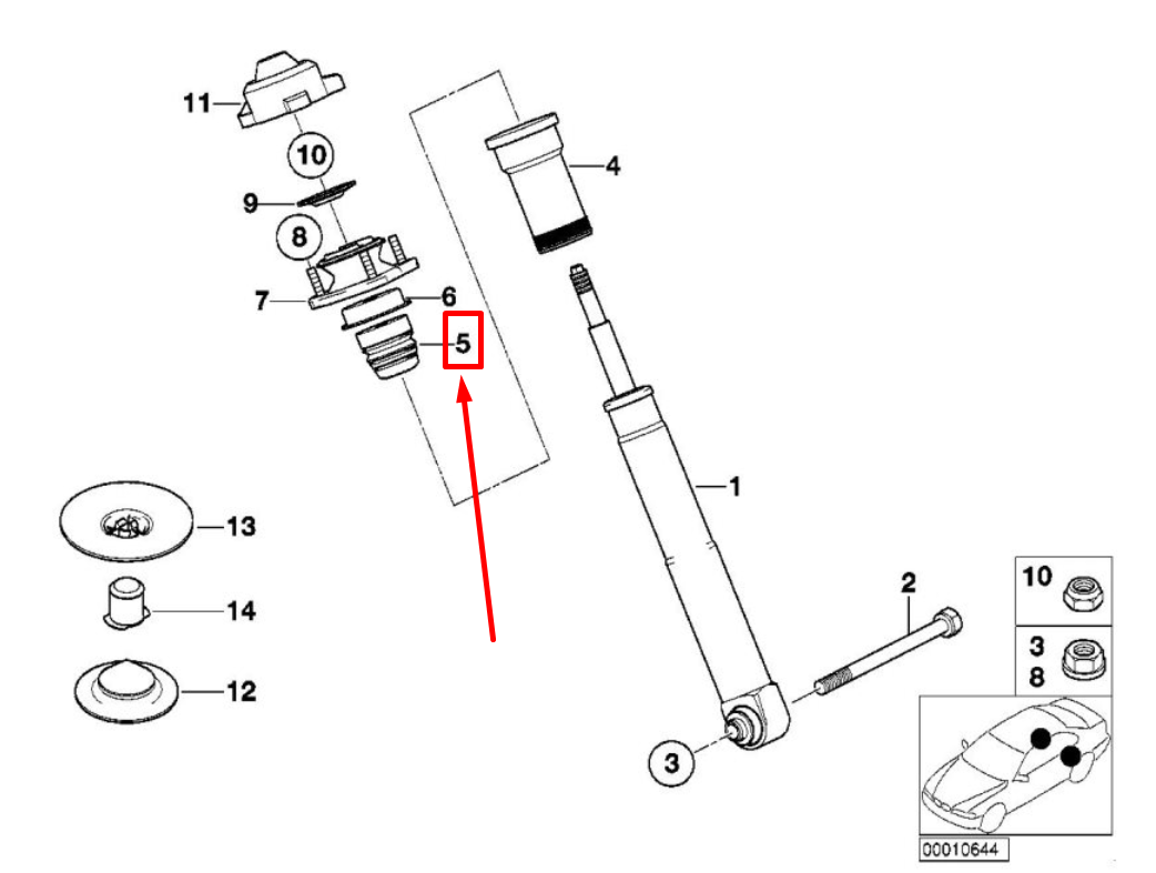 new bmw 5 e39 rear auxiliary shock absorber 33531093924 1093924 original