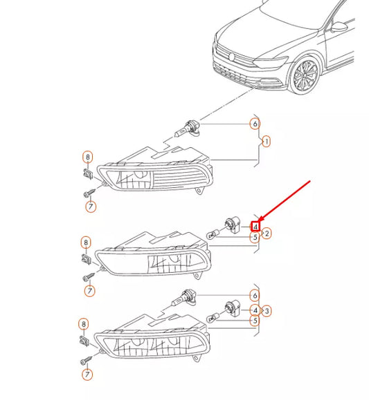 NEW VOLKSWAGEN PASSAT B8 DAY DRIVING LIGHT BULB CARRIER 6C0941669 ORIGINAL
