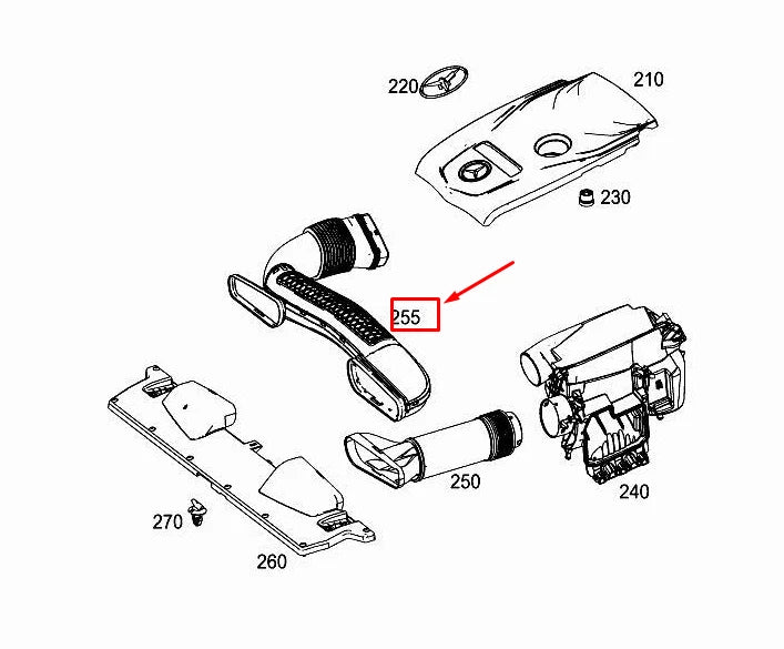 NEW MERCEDES-BENZ SLK R172 ENGINE AIR INTAKE HOSE A2740900382 ORIGINAL