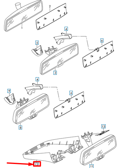 NEW VOLKSWAGEN GOLF 5G MK7 REAR VIEW MIRROR TRIM 5G0868437AY20 ORIGINAL